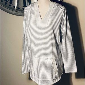 Ocean Drive Sweat Shirt Grey and White Stripe